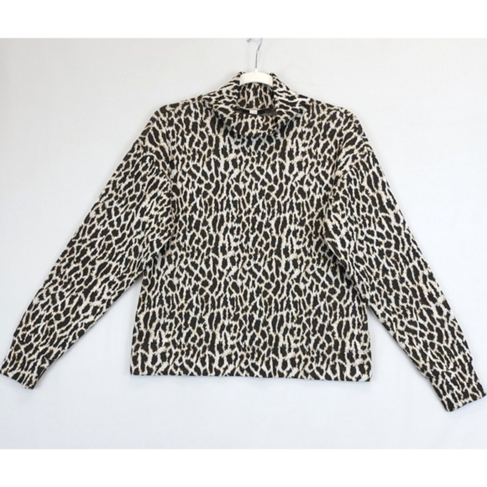 Loft Leopard‎ Print Turtleneck Sweater Women S Pull Over Long Sleeve Black Ivory